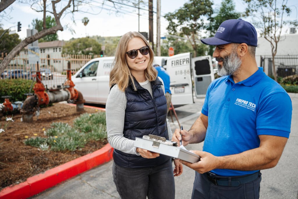 The woman ordered fire sprinkler maintenance